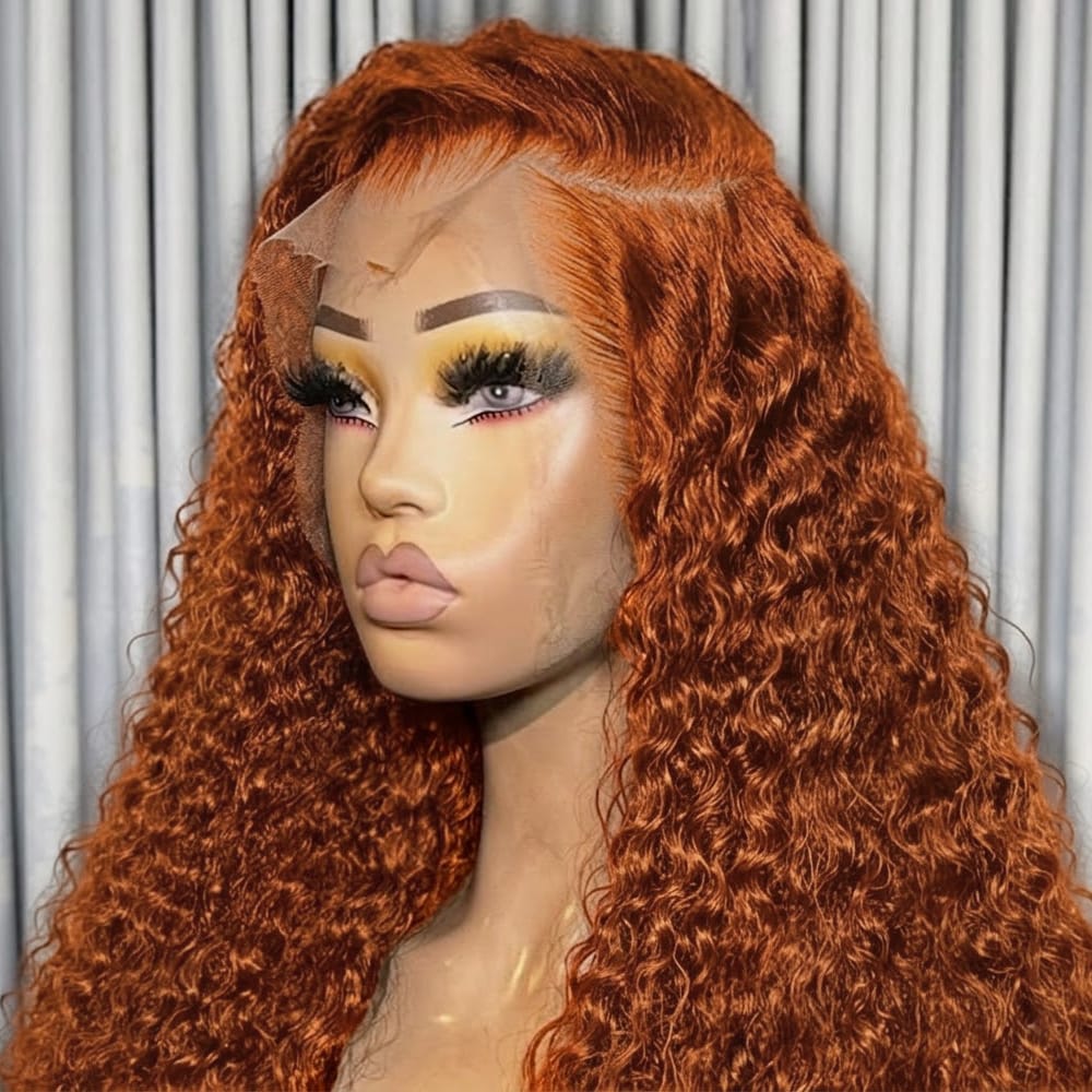 Deep Wave HD Lace Super Natural Lace Frontal Human Hair Wigs Burgundy LINKTOWIG