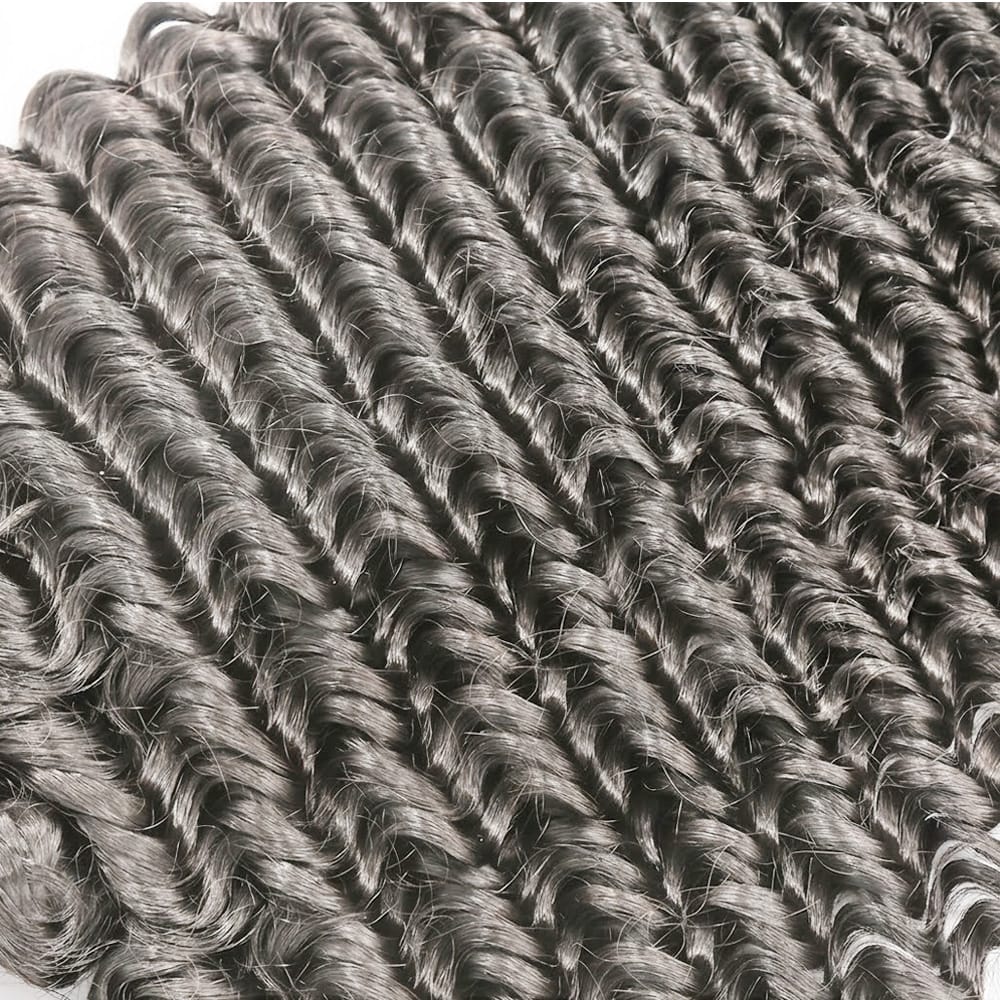 Deep Wave HD Lace Super Natural Lace Frontal Human Hair Wigs Charcoal Grey LINKTOWIG