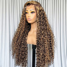 Deep Wave HD Lace Super Natural Lace Frontal Human Hair Wigs Chocolate Brown LINKTOWIG