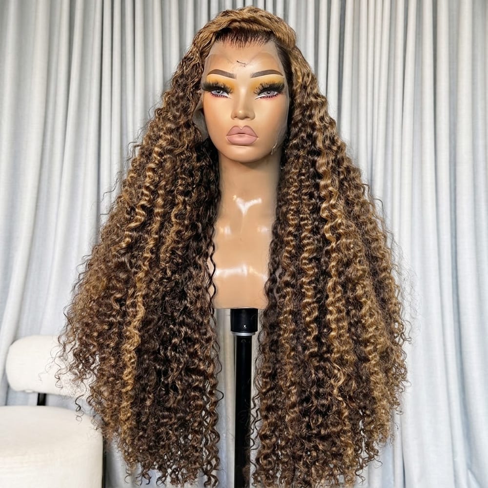 Deep Wave HD Lace Super Natural Lace Frontal Human Hair Wigs Chocolate Brown LINKTOWIG