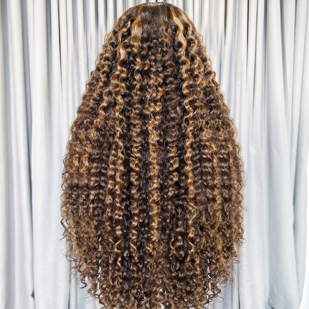 Deep Wave HD Lace Super Natural Lace Frontal Human Hair Wigs Chocolate Brown LINKTOWIG