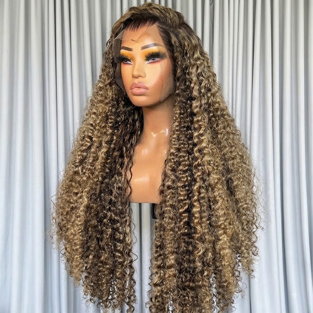 Deep Wave HD Lace Super Natural Lace Frontal Human Hair Wigs Chocolate Brown LINKTOWIG