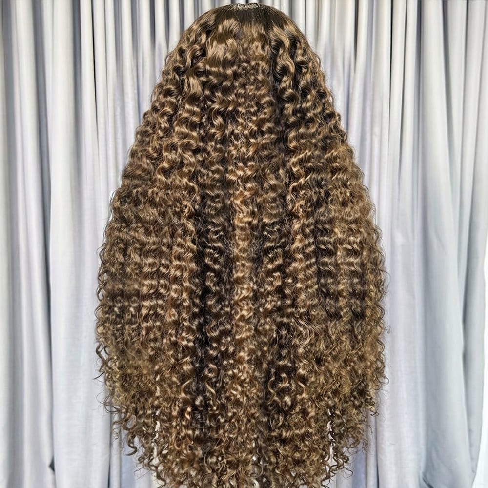 Deep Wave HD Lace Super Natural Lace Frontal Human Hair Wigs Chocolate Brown LINKTOWIG