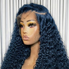 Deep Wave HD Lace Super Natural Lace Frontal Human Hair Wigs Dark Emerald Green LINKTOWIG