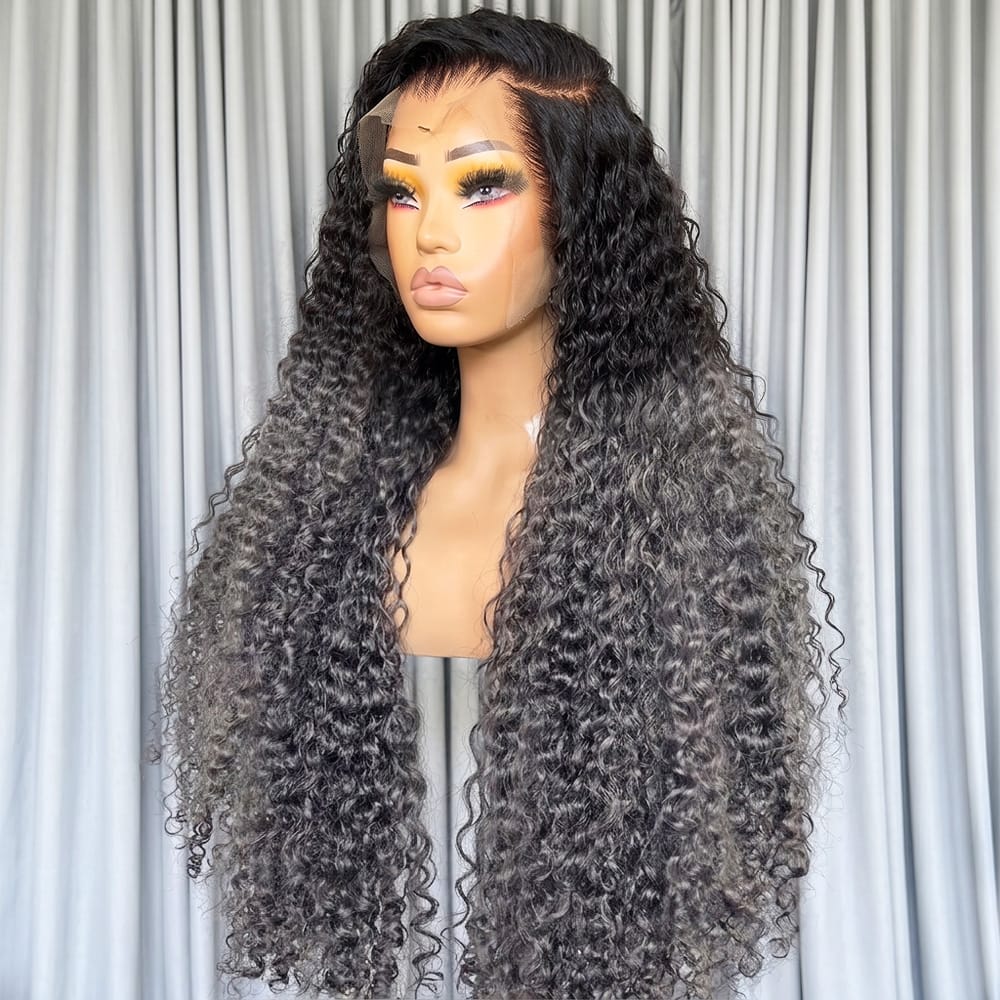 Deep Wave HD Lace Super Natural Lace Frontal Human Hair Wigs Dark Roots LINKTOWIG