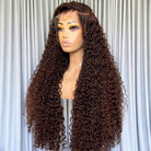 Deep Wave HD Lace Super Natural Lace Frontal Human Hair Wigs Espresso Brown LINKTOWIG