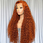 Deep Wave HD Lace Super Natural Lace Frontal Human Hair Wigs Ginger Orange LINKTOWIG