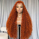 Deep Wave HD Lace Super Natural Lace Frontal Human Hair Wigs Ginger Orange LINKTOWIG
