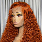 Deep Wave HD Lace Super Natural Lace Frontal Human Hair Wigs Ginger Orange LINKTOWIG
