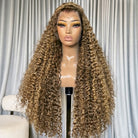 Deep Wave HD Lace Super Natural Lace Frontal Human Hair Wigs Honey Brown LINKTOWIG