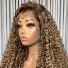 Deep Wave HD Lace Super Natural Lace Frontal Human Hair Wigs Honey Brown LINKTOWIG
