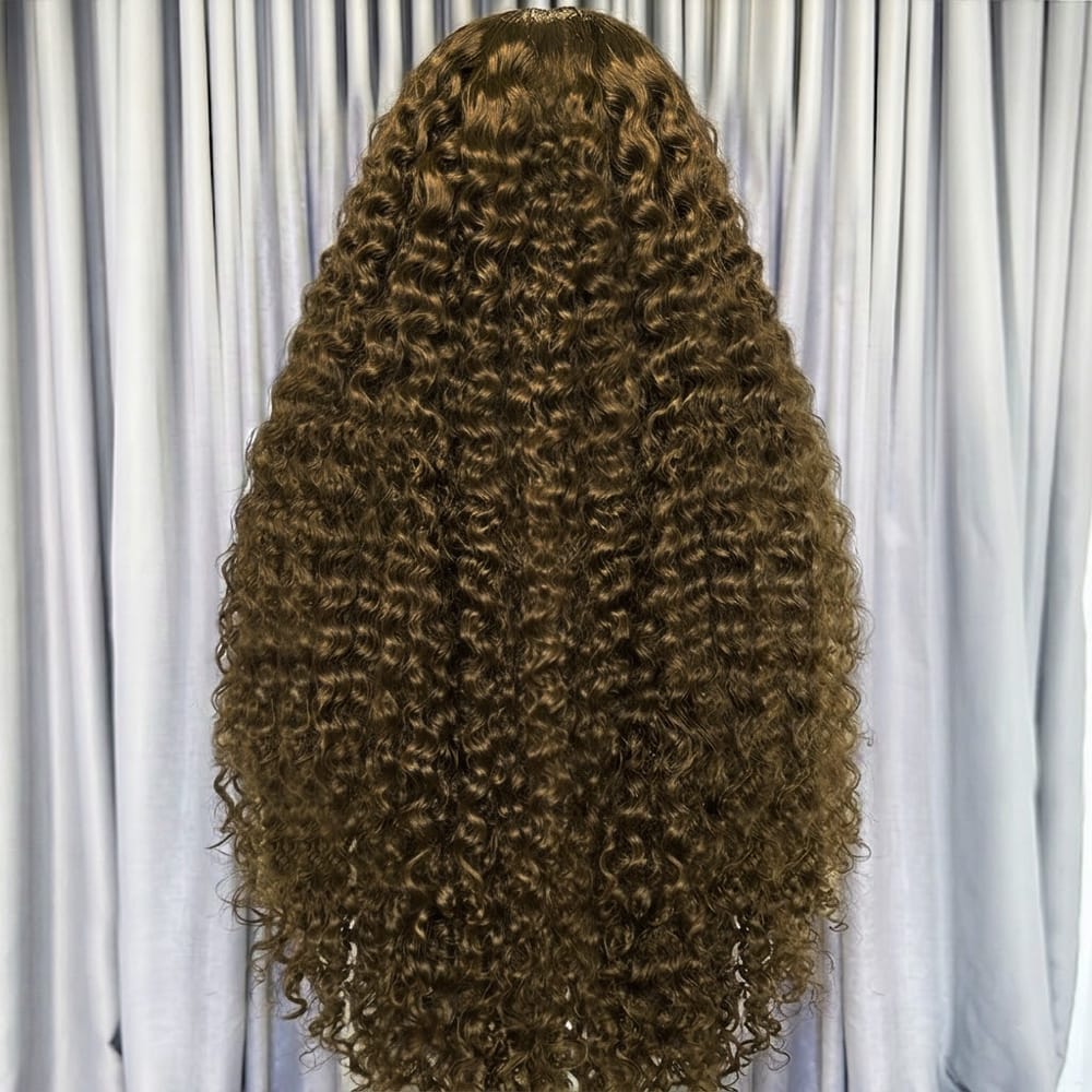 Deep Wave HD Lace Super Natural Lace Frontal Human Hair Wigs Medium Chestnut Brown LINKTOWIG
