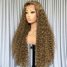 Deep Wave HD Lace Super Natural Lace Frontal Human Hair Wigs Olive Green Blonde LINKTOWIG