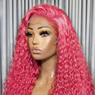 Deep Wave HD Lace Super Natural Lace Frontal Human Hair Wigs pink LINKTOWIG