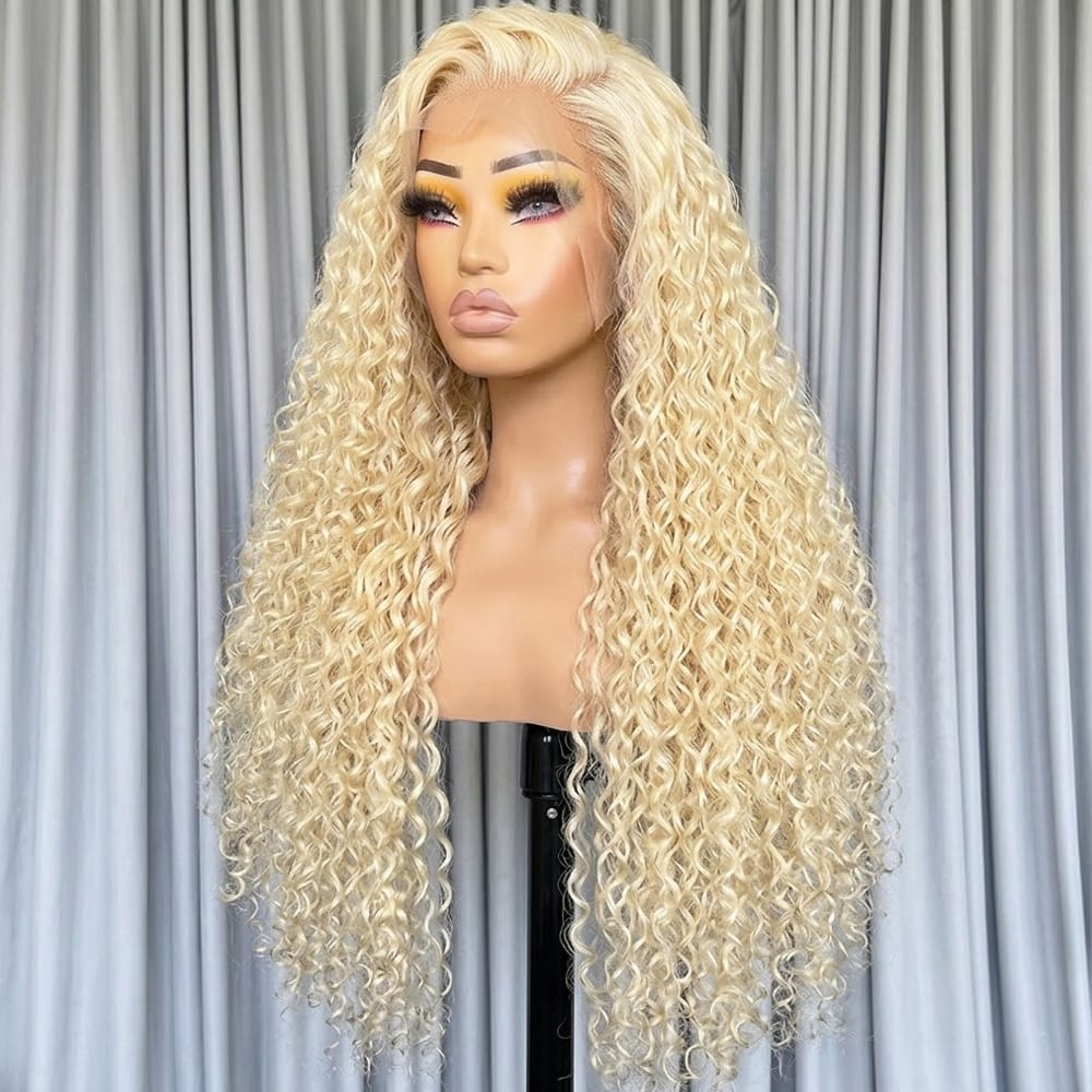 Deep Wave HD Lace Super Natural Lace Frontal Human Hair Wigs Platinum Blonde LINKTOWIG