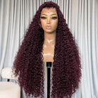 Deep Wave HD Lace Super Natural Lace Frontal Human Hair Wigs Plum Red LINKTOWIG