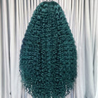 Deep Wave HD Lace Super Natural Lace Frontal Human Hair Wigs Teal Green LINKTOWIG