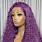 Deep Wave HD Lace Super Natural Lace Frontal Human Hair Wigs Violet Purple LINKTOWIG