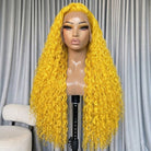 Deep Wave HD Lace Super Natural Lace Frontal Human Hair Wigs Yellow LINKTOWIG