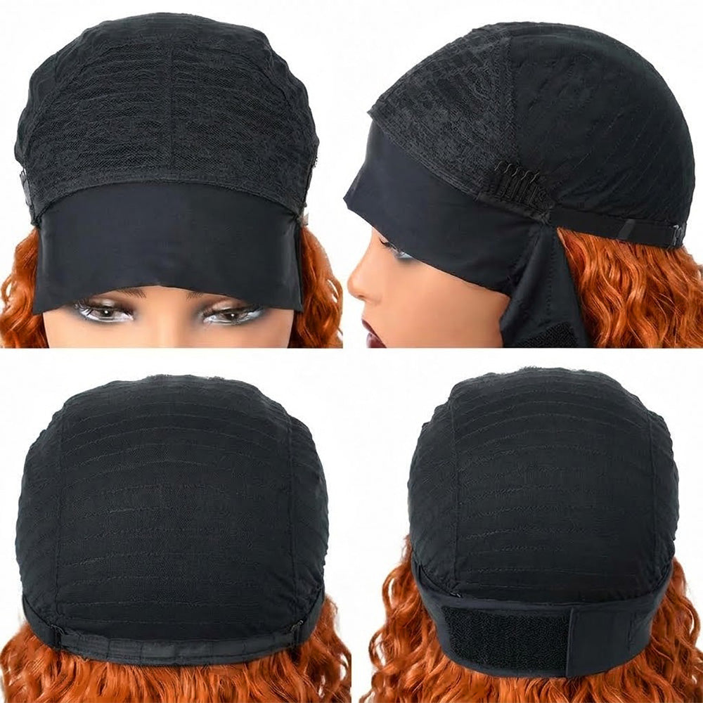 Deep Wave Headband Human Hair Wig (Glueless, Ready-to-Wear) Natural Ginger Orange LINKTOWIG