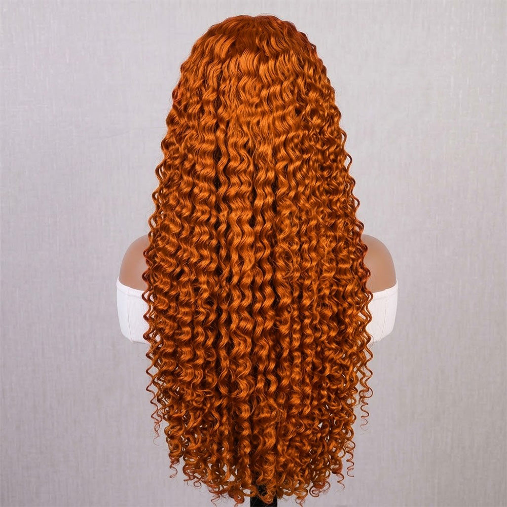 Deep Wave Headband Human Hair Wig (Glueless, Ready-to-Wear) Natural Ginger Orange LINKTOWIG