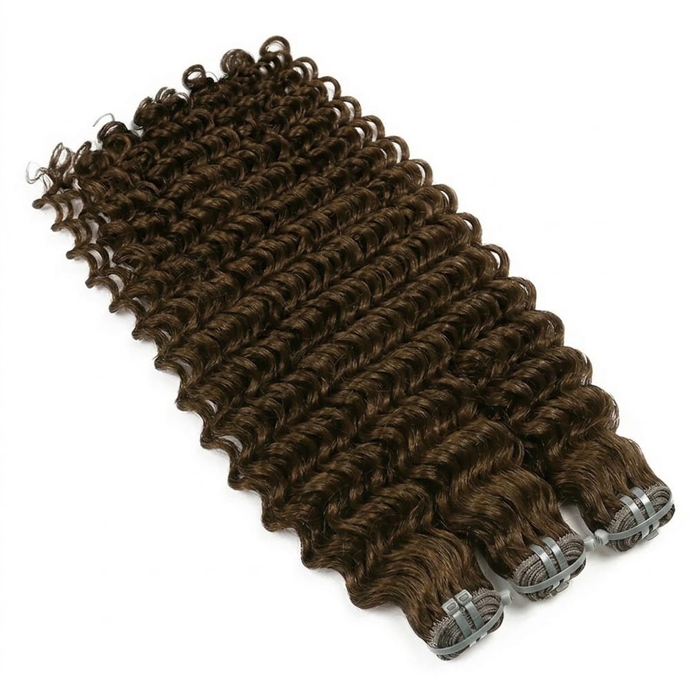 Deep Wave Luxury Natural Hair Weft – 100% Virgin Human Hair / Wig aramel Balayage Highlights LINKTOWIG