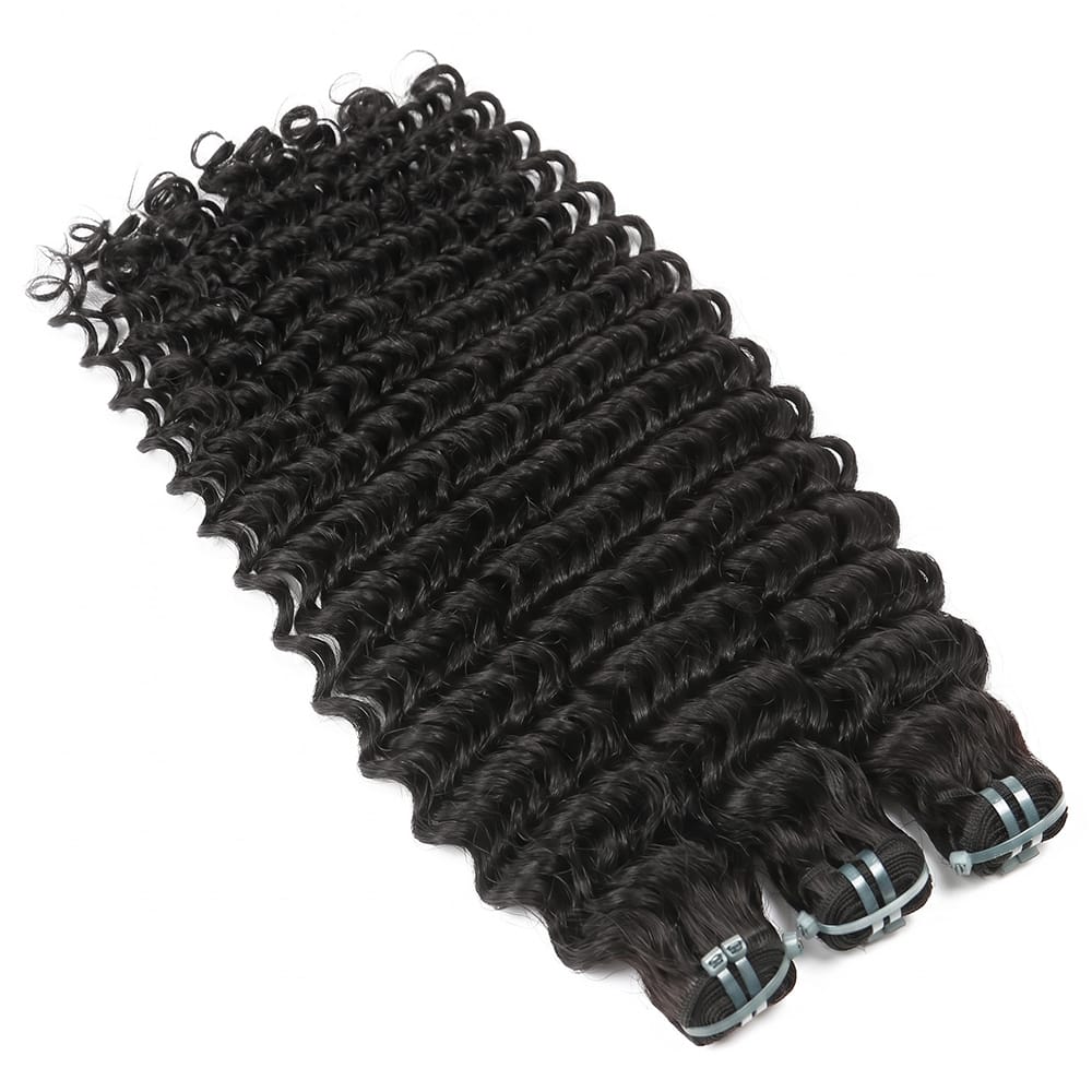 Deep Wave Luxury Natural Hair Weft – 100% Virgin Human Hair / Wig Black LINKTOWIG