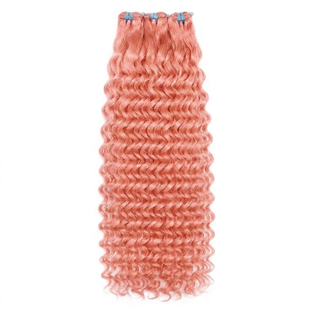 Deep Wave Luxury Natural Hair Weft – 100% Virgin Human Hair / Wig Bubblegum Pink LINKTOWIG