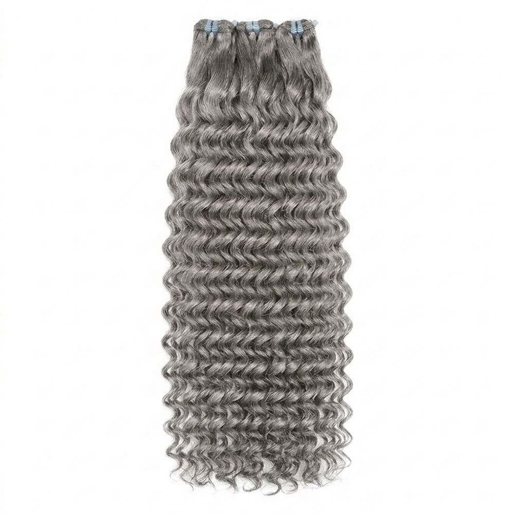 Deep Wave Luxury Natural Hair Weft – 100% Virgin Human Hair / Wig Charcoal Grey LINKTOWIG
