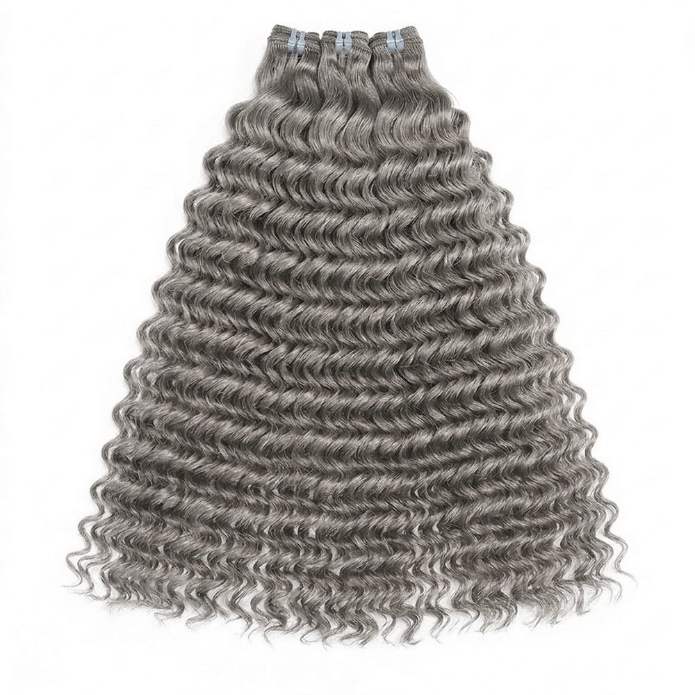 Deep Wave Luxury Natural Hair Weft – 100% Virgin Human Hair / Wig Charcoal Grey LINKTOWIG