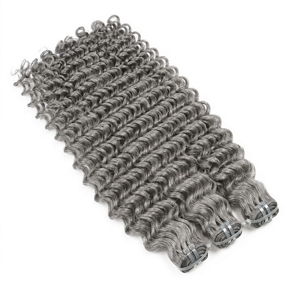 Deep Wave Luxury Natural Hair Weft – 100% Virgin Human Hair / Wig Charcoal Grey LINKTOWIG