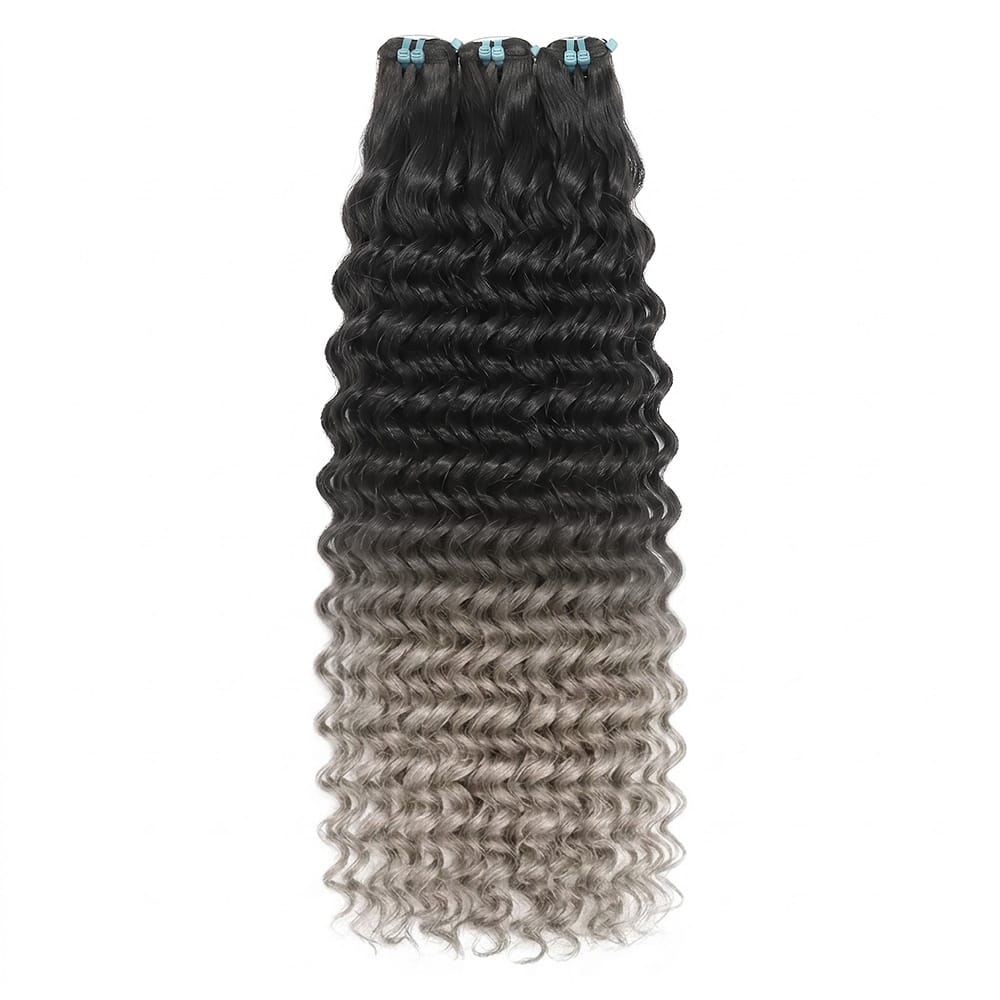 Deep Wave Luxury Natural Hair Weft – 100% Virgin Human Hair / Wig Dark Roots LINKTOWIG