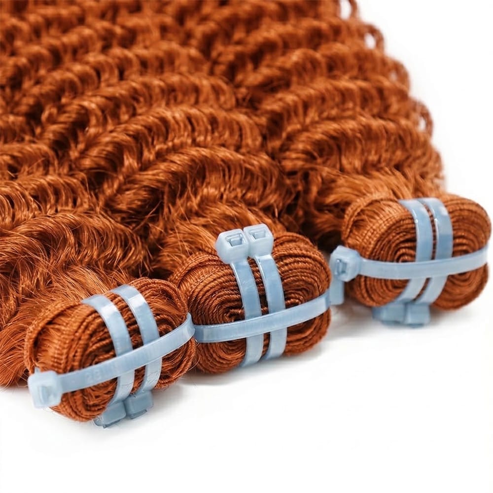 Deep Wave Luxury Natural Hair Weft – 100% Virgin Human Hair / Wig Ginger Orange LINKTOWIG
