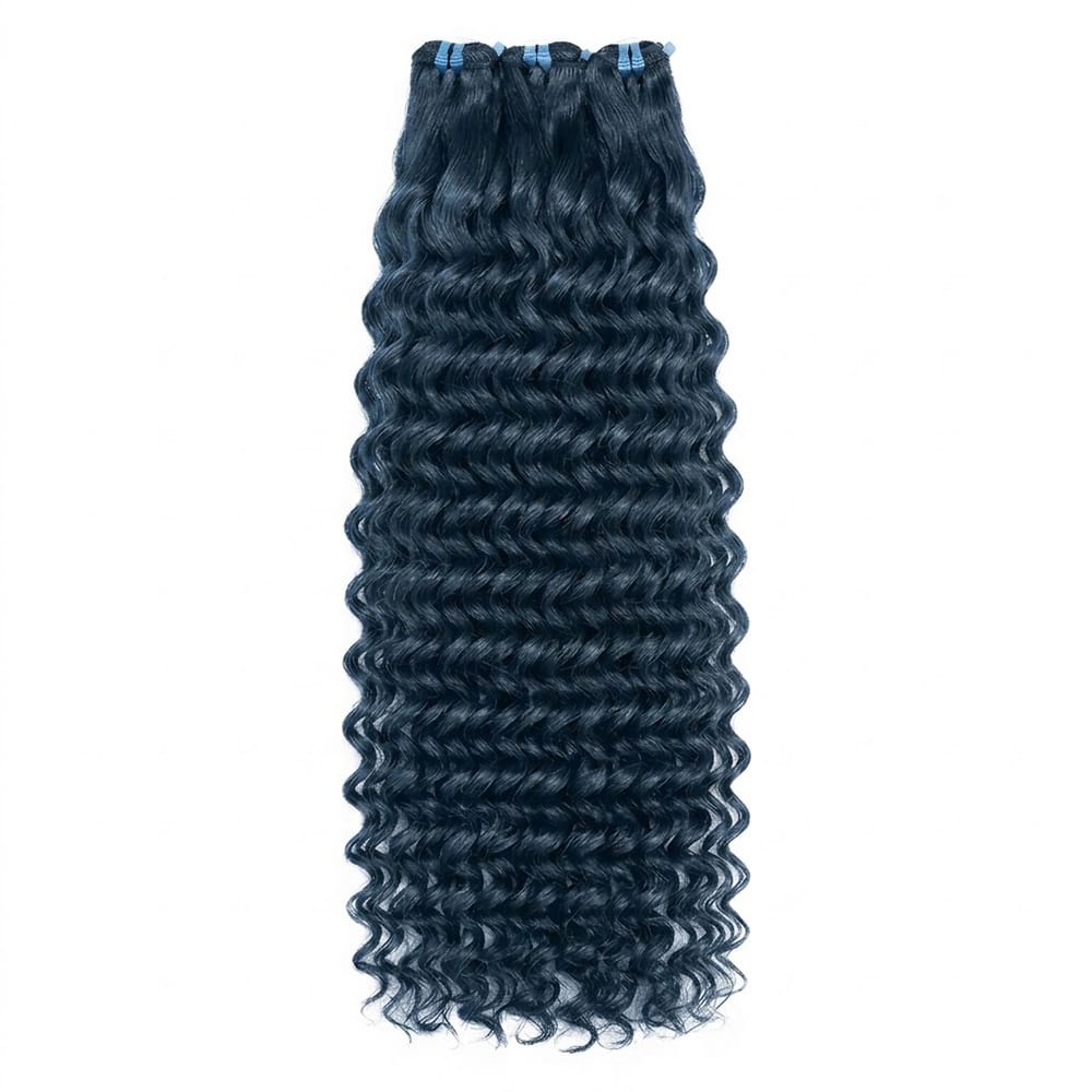 Deep Wave Luxury Natural Hair Weft – 100% Virgin Human Hair / Wig Midnight Blue LINKTOWIG