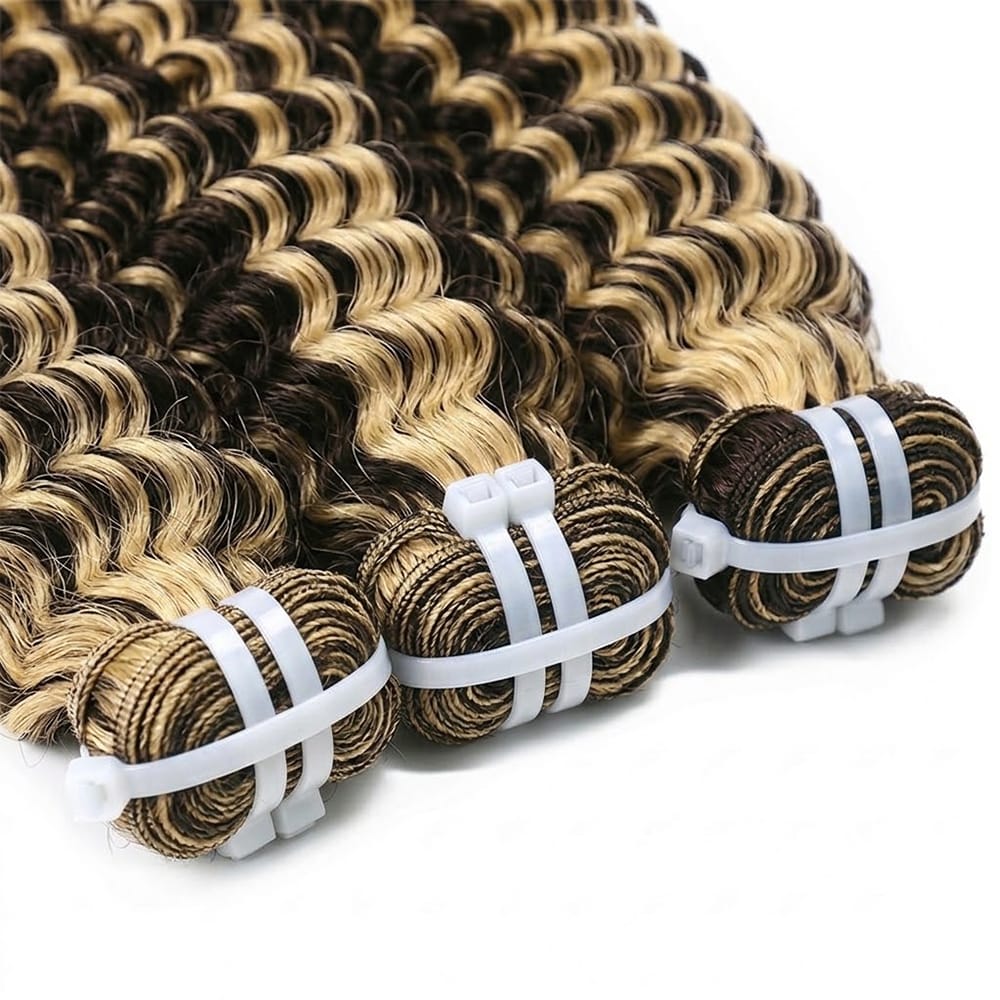 Deep Wave Luxury Natural Hair Weft – 100% Virgin Human Hair / Wig Piano Highlight Silver Grey LINKTOWIG