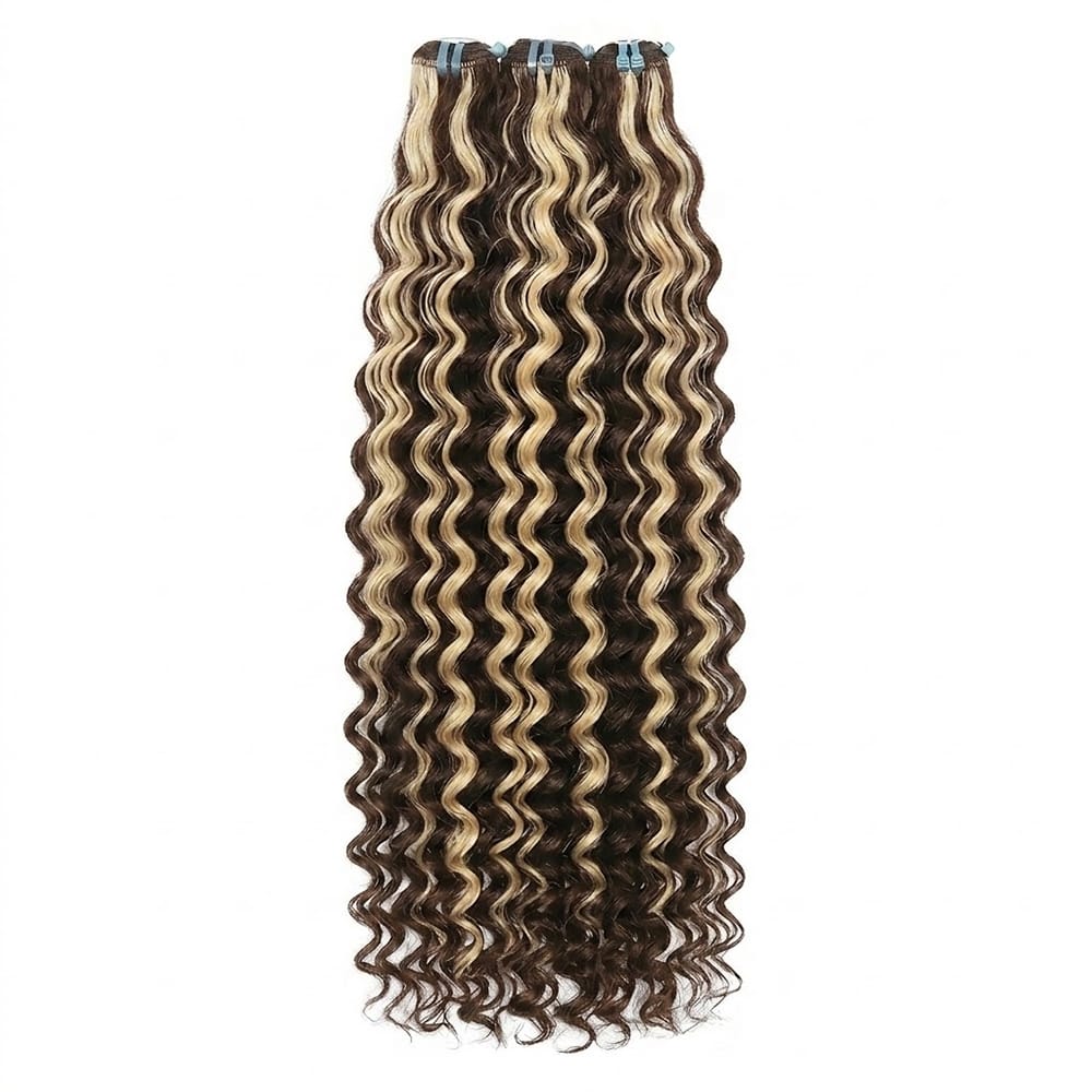 Deep Wave Luxury Natural Hair Weft – 100% Virgin Human Hair / Wig Piano Highlight Silver Grey LINKTOWIG
