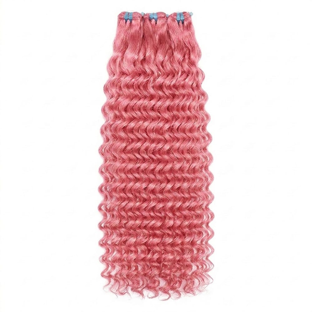 Deep Wave Luxury Natural Hair Weft – 100% Virgin Human Hair / Wig pink LINKTOWIG