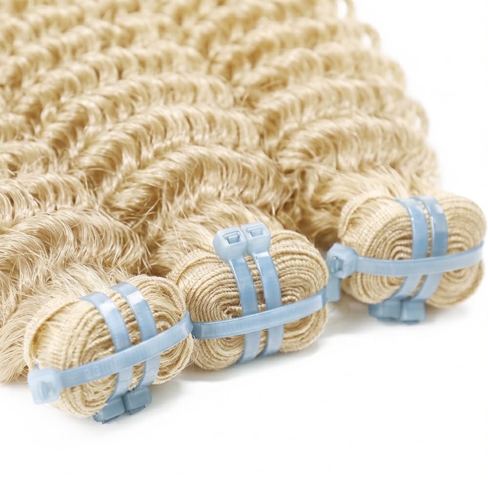 Deep Wave Luxury Natural Hair Weft – 100% Virgin Human Hair / Wig Platinum Blonde LINKTOWIG