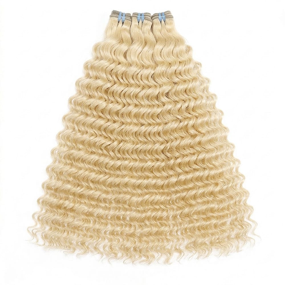 Deep Wave Luxury Natural Hair Weft – 100% Virgin Human Hair / Wig Platinum Blonde LINKTOWIG