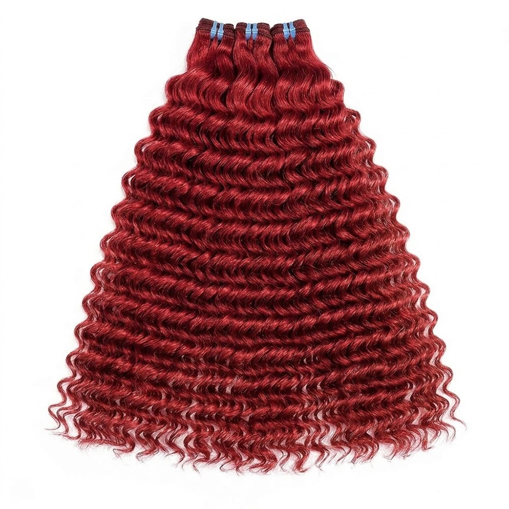 Deep Wave Luxury Natural Hair Weft – 100% Virgin Human Hair / Wig Ruby Red LINKTOWIG