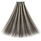 Hair Weft Luxury Natural Straight  — 100% Virgin Human Hair Extensions Black and grey blended highlights LINKTOWIG