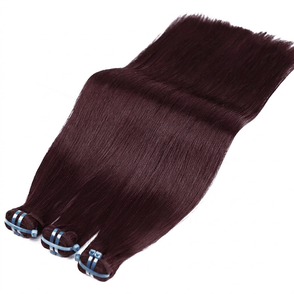 Hair Weft Luxury Natural Straight  — 100% Virgin Human Hair Extensions Burgundy LINKTOWIG