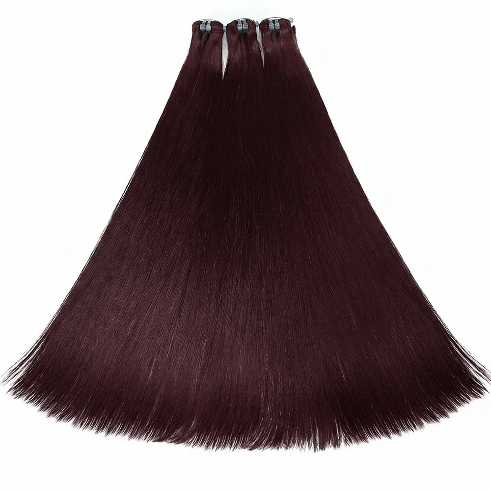 Hair Weft Luxury Natural Straight  — 100% Virgin Human Hair Extensions Burgundy LINKTOWIG