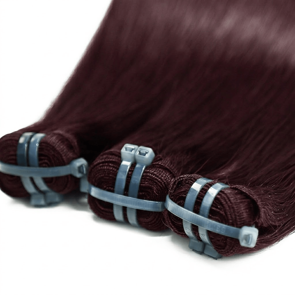 Hair Weft Luxury Natural Straight  — 100% Virgin Human Hair Extensions Burgundy LINKTOWIG