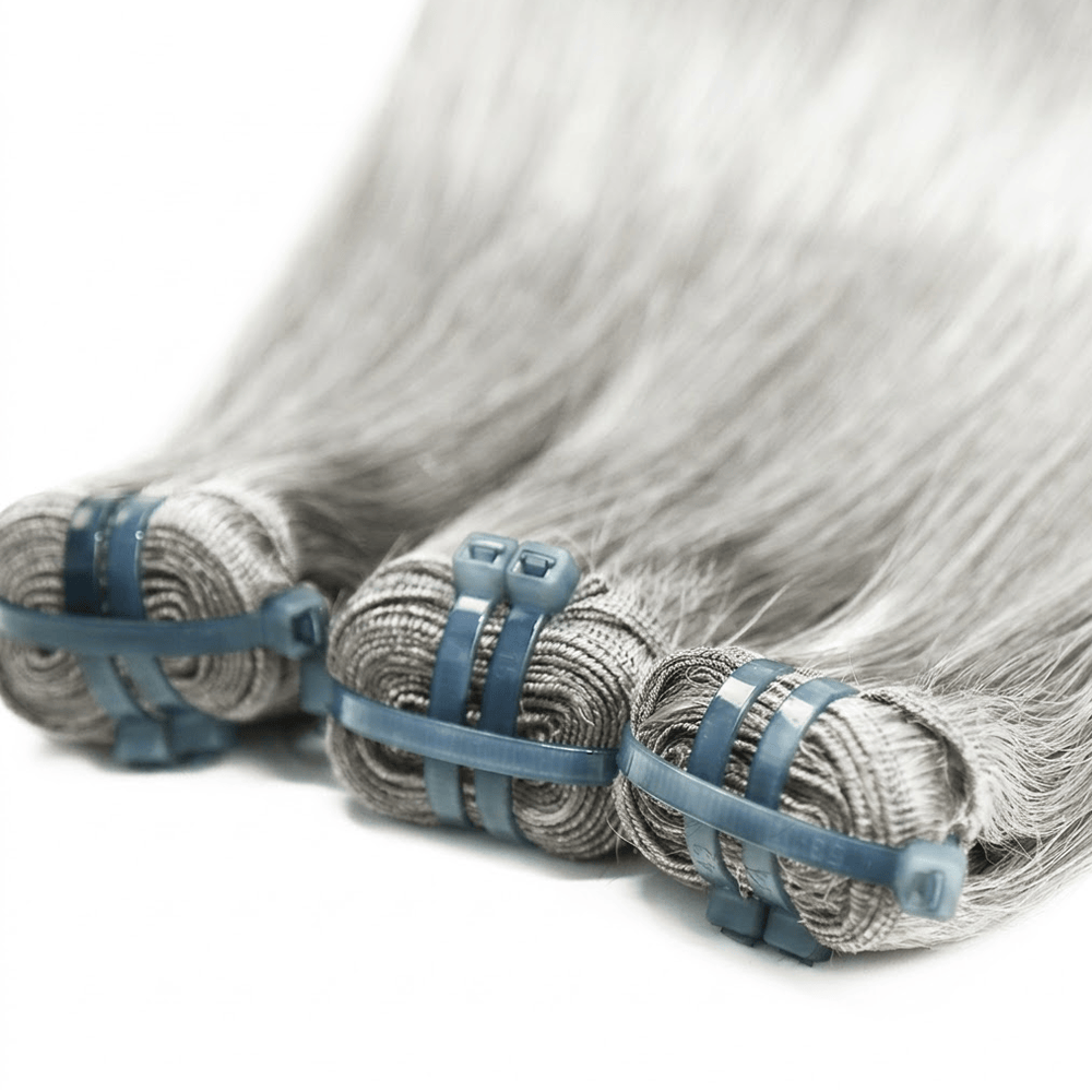 Hair Weft Luxury Natural Straight  — 100% Virgin Human Hair Extensions Charcoal Grey LINKTOWIG