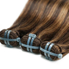 Hair Weft Luxury Natural Straight  — 100% Virgin Human Hair Extensions Chocolate Brown Mix Honey Blonde LINKTOWIG
