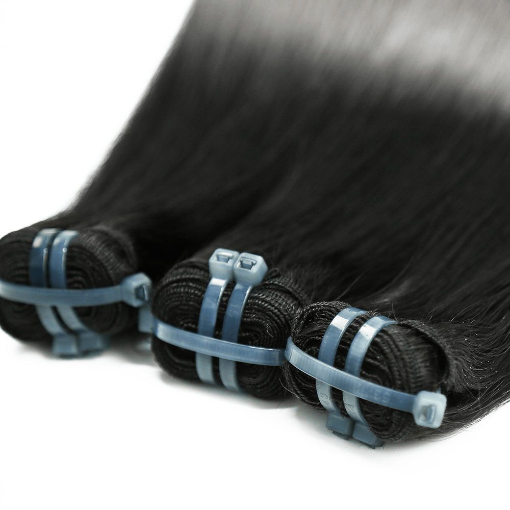 Hair Weft Luxury Natural Straight  — 100% Virgin Human Hair Extensions Dark Roots LINKTOWIG