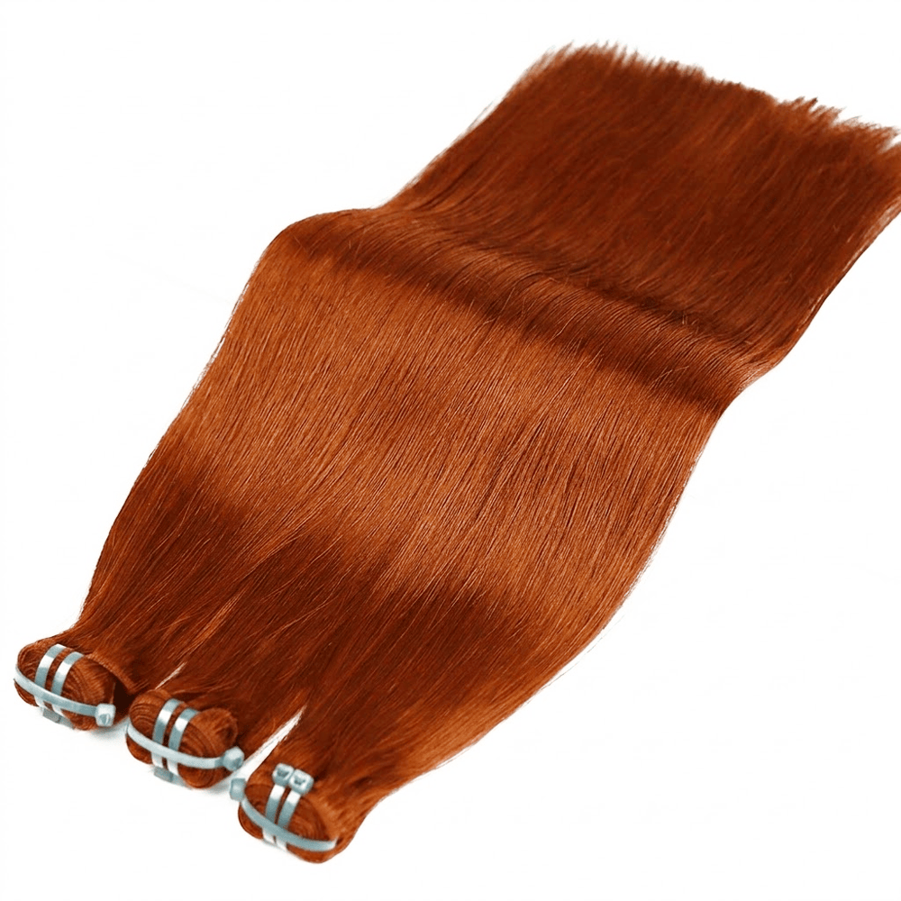 Hair Weft Luxury Natural Straight  — 100% Virgin Human Hair Extensions Ginger Orange LINKTOWIG