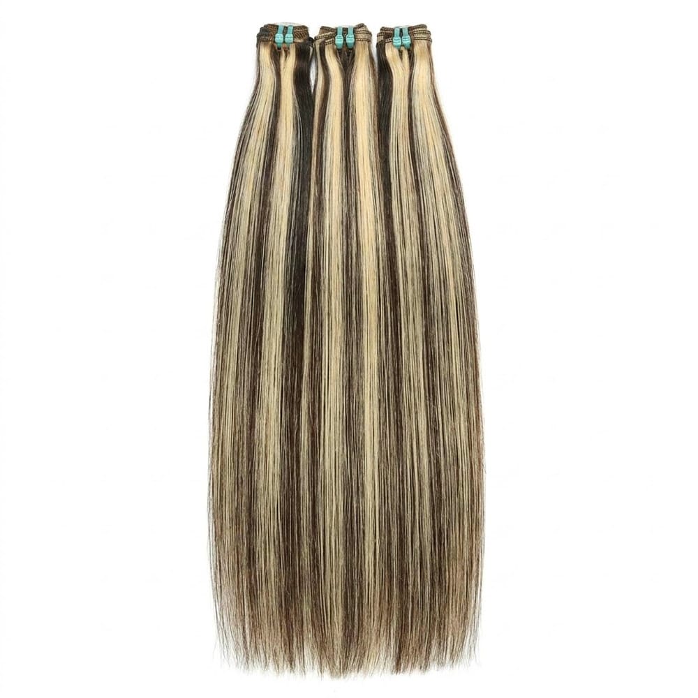 Hair Weft Luxury Natural Straight  — 100% Virgin Human Hair Extensions Piano Highlight Silver Grey LINKTOWIG