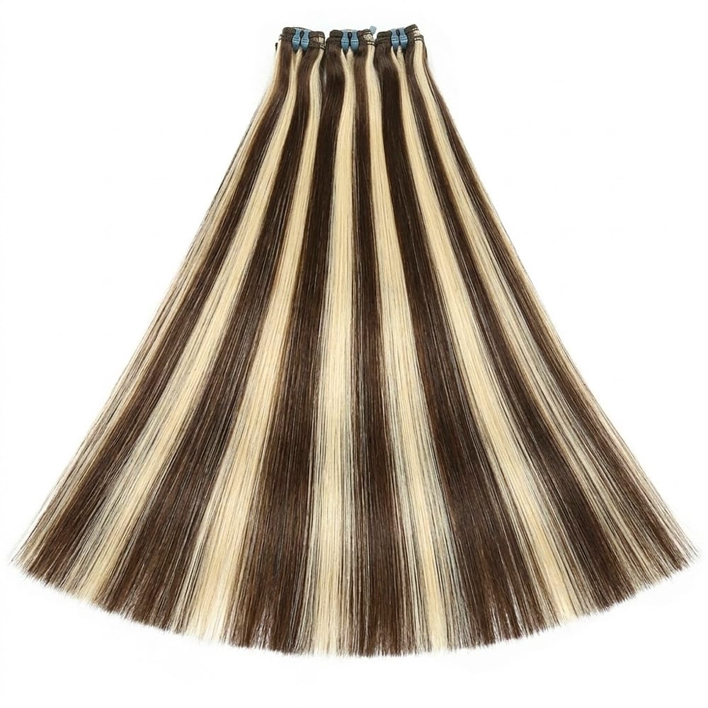 Hair Weft Luxury Natural Straight  — 100% Virgin Human Hair Extensions Piano Highlight Silver Grey LINKTOWIG